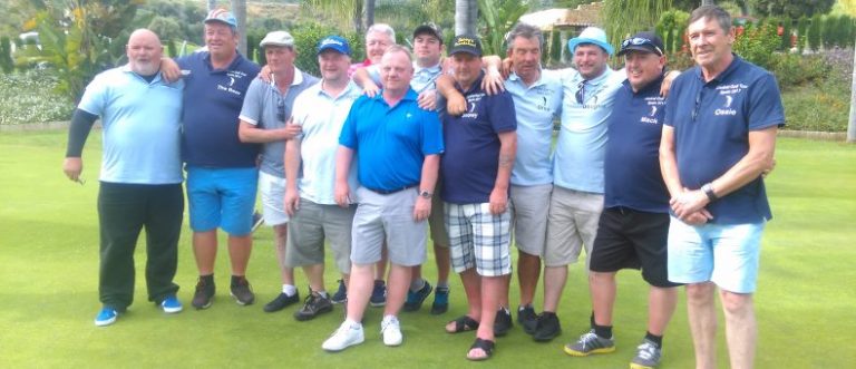 Central golf group having their photo taken while on their golf break in Spain.