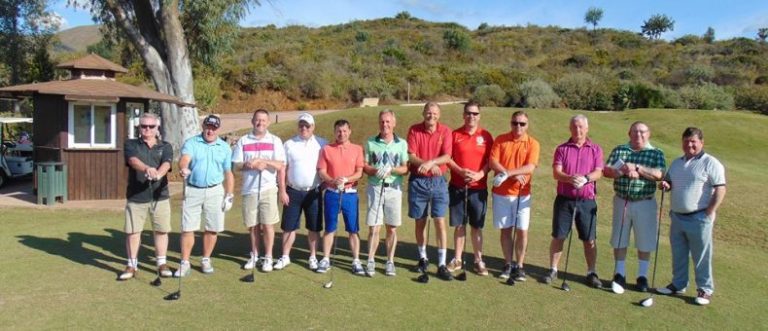 The Peter Darby group ready to tee off.