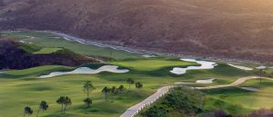 View from up high of one of the holes at Calanova Golf on the Costa del Sol