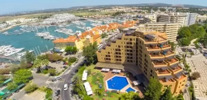 Dom Pedro Hotel, Vilamoura from above with Marina in the background