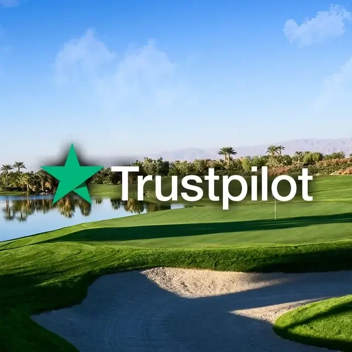 Golf green with Trustpilot overlay.
